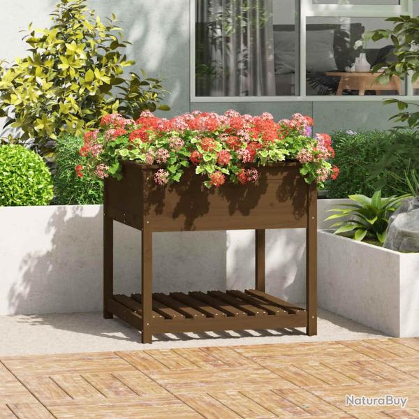 Jardini�re avec �tag�re Marron miel 82,5x82,5x81 cm Bois de pin