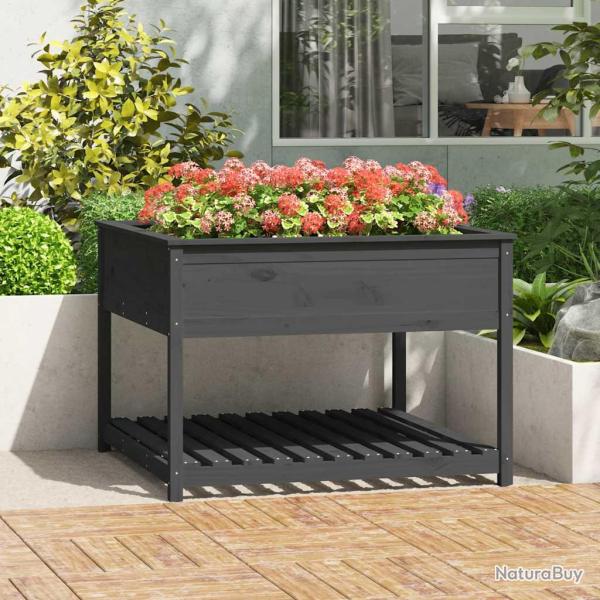 Jardini�re et �tag�re Gris 111,5x111,5x81 cm Bois massif de pin
