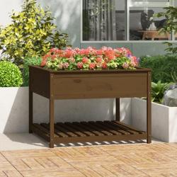 Jardini&egrave;re et &eacute;tag&egrave;re Marron miel 111,5x111,5x81 cm Bois de pin