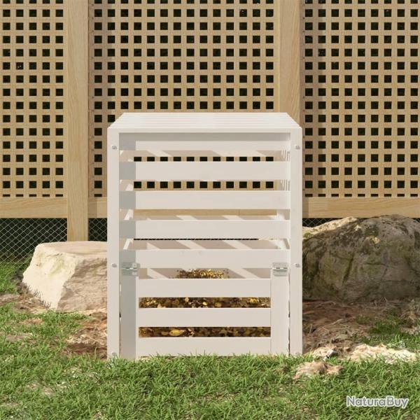 Composteur Blanc 63,5x63,5x77,5 cm Bois massif de pin