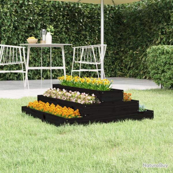 Jardini�re Noir 80x80x27 cm Bois massif de pin