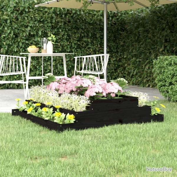 Jardini�re Noir 110x110x27 cm Bois massif de pin