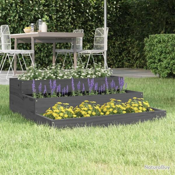 Jardini�re Gris 78x78x27 cm Bois massif de pin