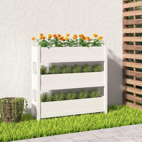 Jardini�re Blanc 112x25x104,5 cm Bois massif de pin