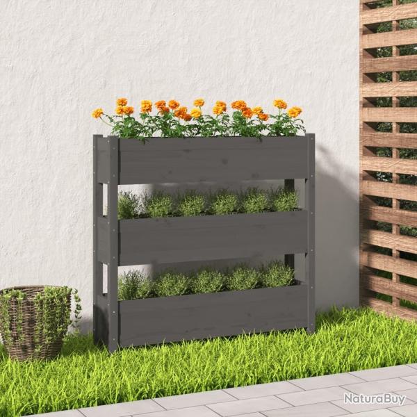 Jardini�re Gris 112x25x104,5 cm Bois massif de pin
