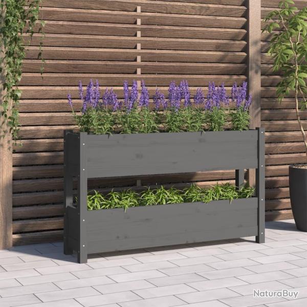 Jardini�re Gris 112x25x66 cm Bois massif de pin