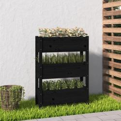 Jardini&egrave;re Noir 77x25x104,5 cm Bois massif de pin