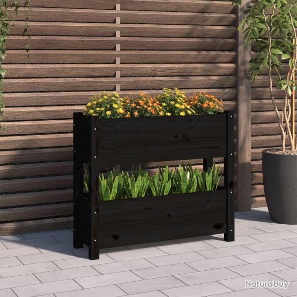 Jardini�re Noir 77x25x66 cm Bois massif de pin