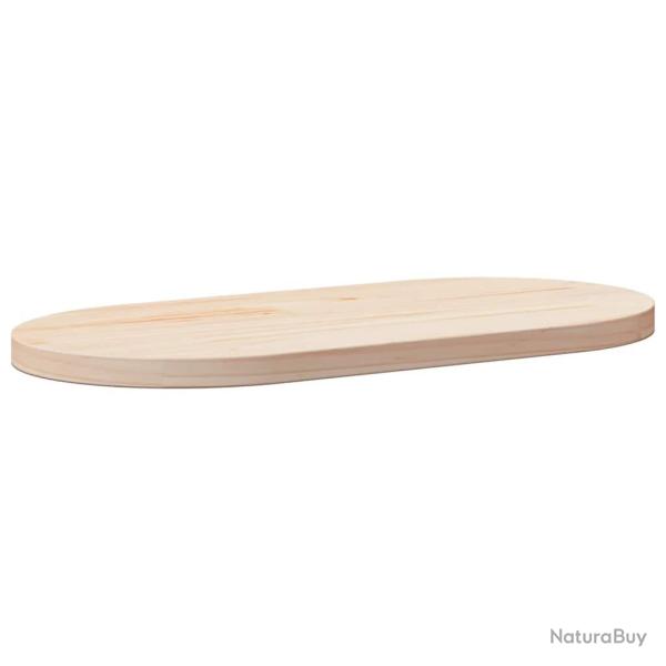 Plateau de table ovale en pin massif 70 x 35 x 2,5 cm