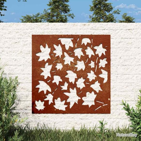 D�coration murale 55x55 cm acier corten design feuille