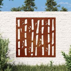 D&eacute;coration murale 55x55 cm acier corten design bambou