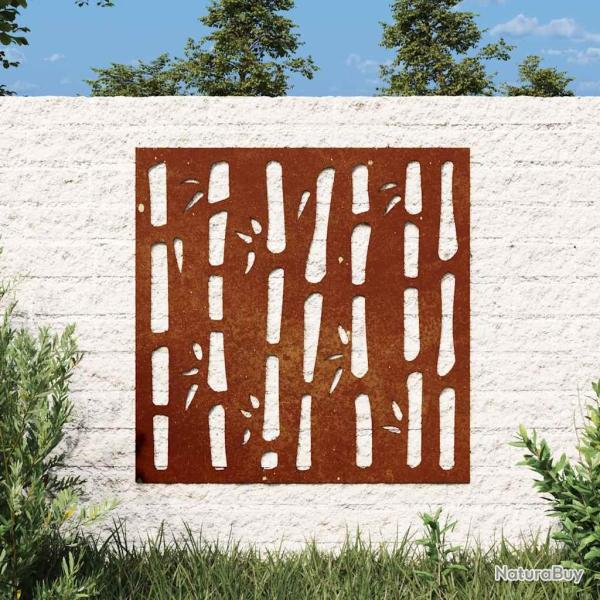 D�coration murale 55x55 cm acier corten design bambou