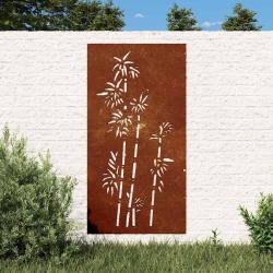 D&eacute;coration murale 105x55 cm acier corten design bambou