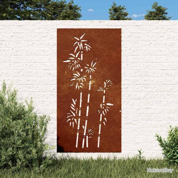 D�coration murale 105x55 cm acier corten design bambou