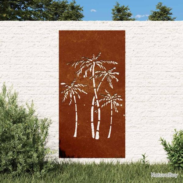 D�coration murale 105x55 cm acier corten design palmier