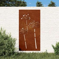 D&eacute;coration murale 105x55 cm acier corten design de fleur