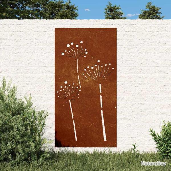 D�coration murale 105x55 cm acier corten design de fleur