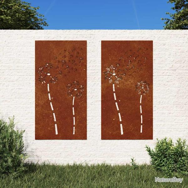 D�corations murales, 2 pi�ces, design fleur, pour le jardin, 105 � 55 cm