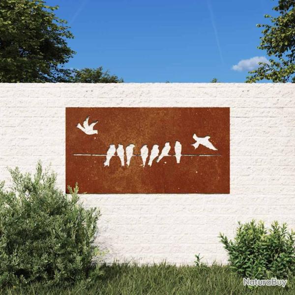 D�coration murale 105x55 cm acier corten design d'oiseau