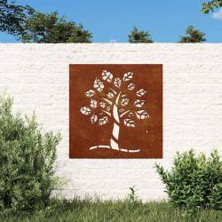 D&eacute;coration murale 55x55 cm acier corten design d'arbre