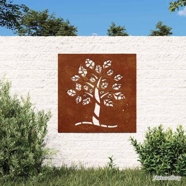 D�coration murale 55x55 cm acier corten design d'arbre