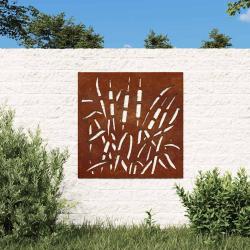 D&eacute;coration murale 55x55 cm acier corten design d'herbe