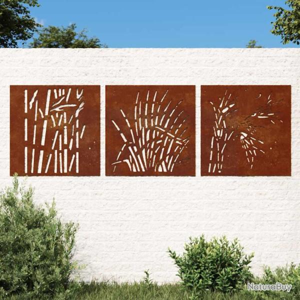 D�corations murales 3 pcs 55x55 cm design d'herbe