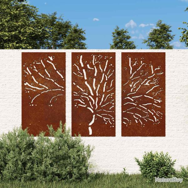 D�corations murales 3 pcs 105x55 cm design d'arbre acier