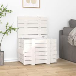 Bo&icirc;te de rangement Blanc 58x40,5x42 cm Bois massif de pin