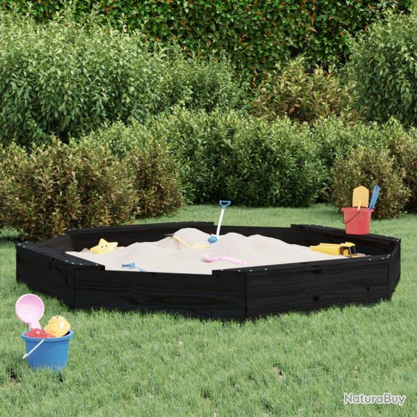 Bac � sable avec si�ges noir octogone bois de pin massif