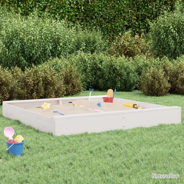 Bac � sable avec si�ges blanc carr� bois de pin massif