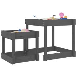 Tables &agrave; sable 2 pcs gris bois de pin massif