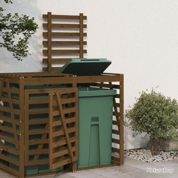 Extension d'abri de poubelle sur roulettes brun miel bois pin