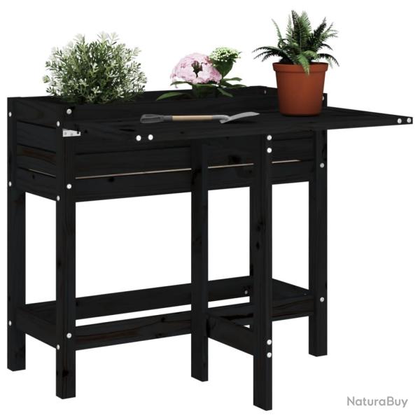Jardini�re de avec dessus pliable noir bois pin massif