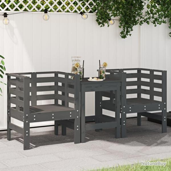 Chaises de lot de 2 gris 61,5x53x71cm bois de pin massif