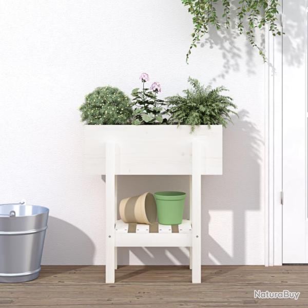 Jardini�re blanc 62x30x69 cm bois massif de pin