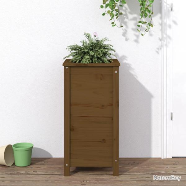 Jardini�re marron miel 40x40x78 cm bois massif de pin
