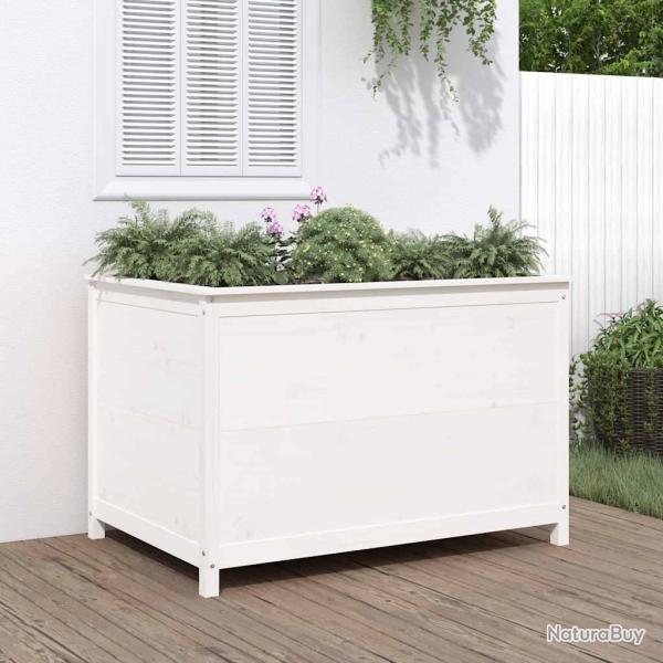 Lit sur�lev� de blanc 119,5x82,5x78cm bois de pin massif