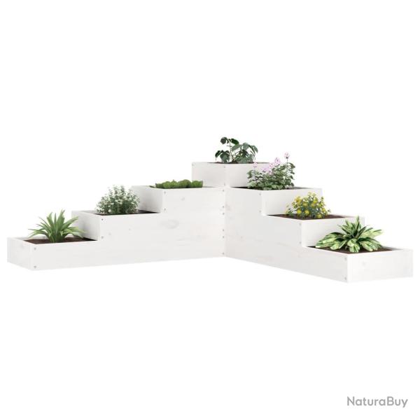 Jardini�re 4 niveaux 106x104,5x36 cm blanc bois de pin massif