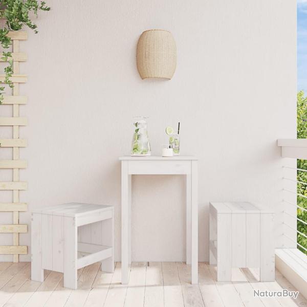 Tabourets de lot de 2 blanc 40x36x45 cm bois massif pin