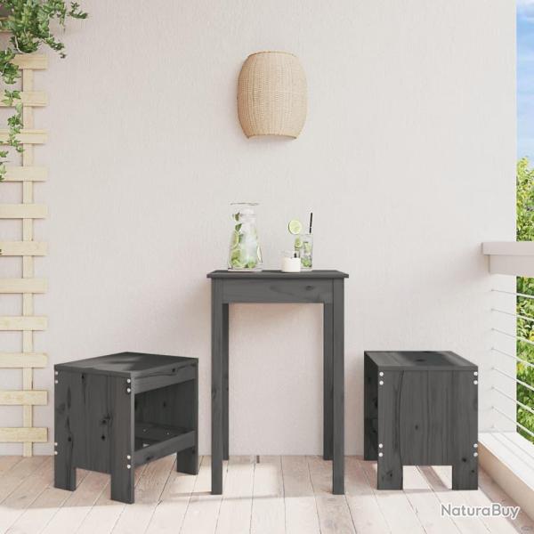Tabourets de lot de 2 gris 40x36x45 cm bois massif pin