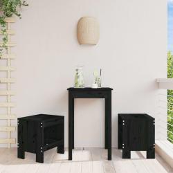 Tabourets de lot de 2 noir 40x36x45 cm bois massif pin
