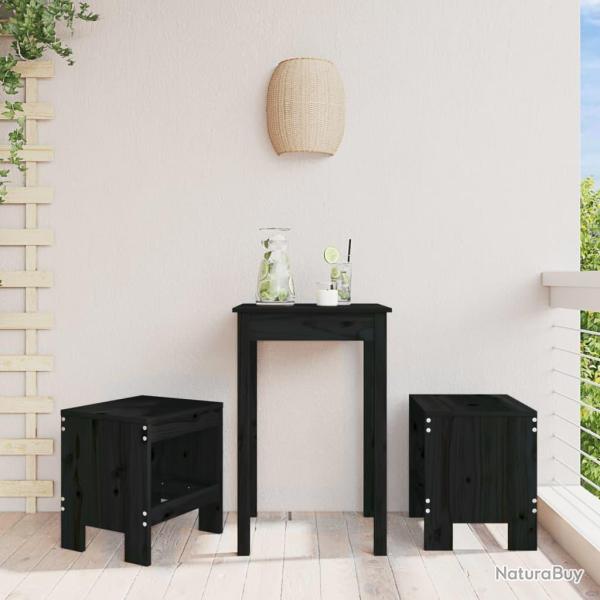 Tabourets de lot de 2 noir 40x36x45 cm bois massif pin