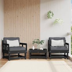 Chaises de lot de 2 noir bois massif de pin