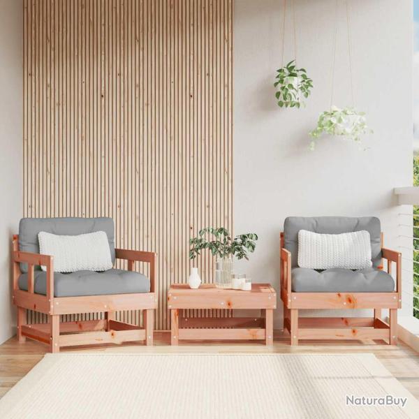 Chaises avec coussins, lot de 2, en bois massif douglas, pour le salon