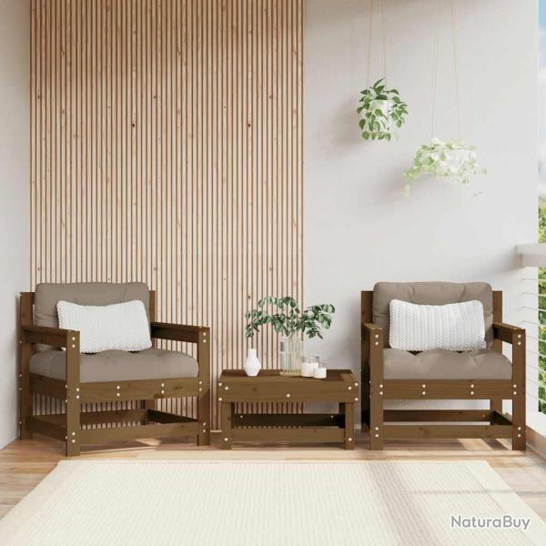Chaises de lot de 2 marron miel bois massif de pin