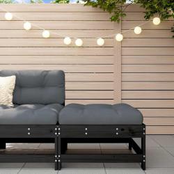 Repose-pied de avec coussin noir bois de pin massif