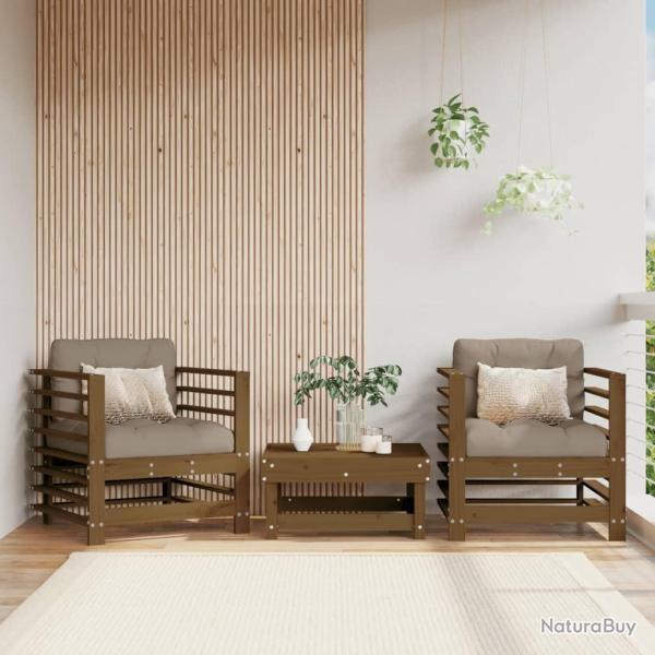 Chaises de avec coussins lot de 2 marron miel
