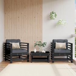 Chaises de et coussins lot de 2 noir bois de pin massif