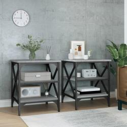 Tables d'appoint 2 pcs gris 40x42x50 cm Bois ing&eacute;nierie